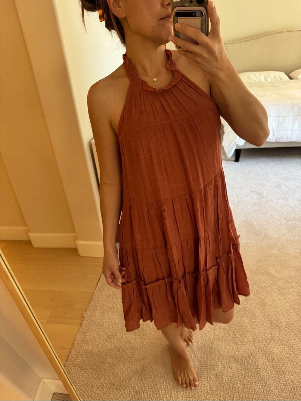 Altar’d State Tiered Halter Dress in burnt orange Size Medium